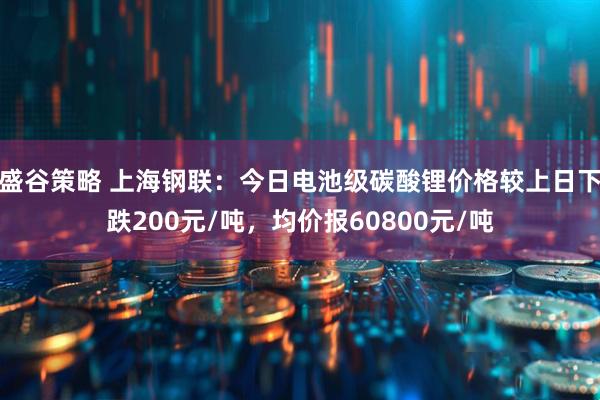 盛谷策略 上海钢联：今日电池级碳酸锂价格较上日下跌200元/吨，均价报60800元/吨